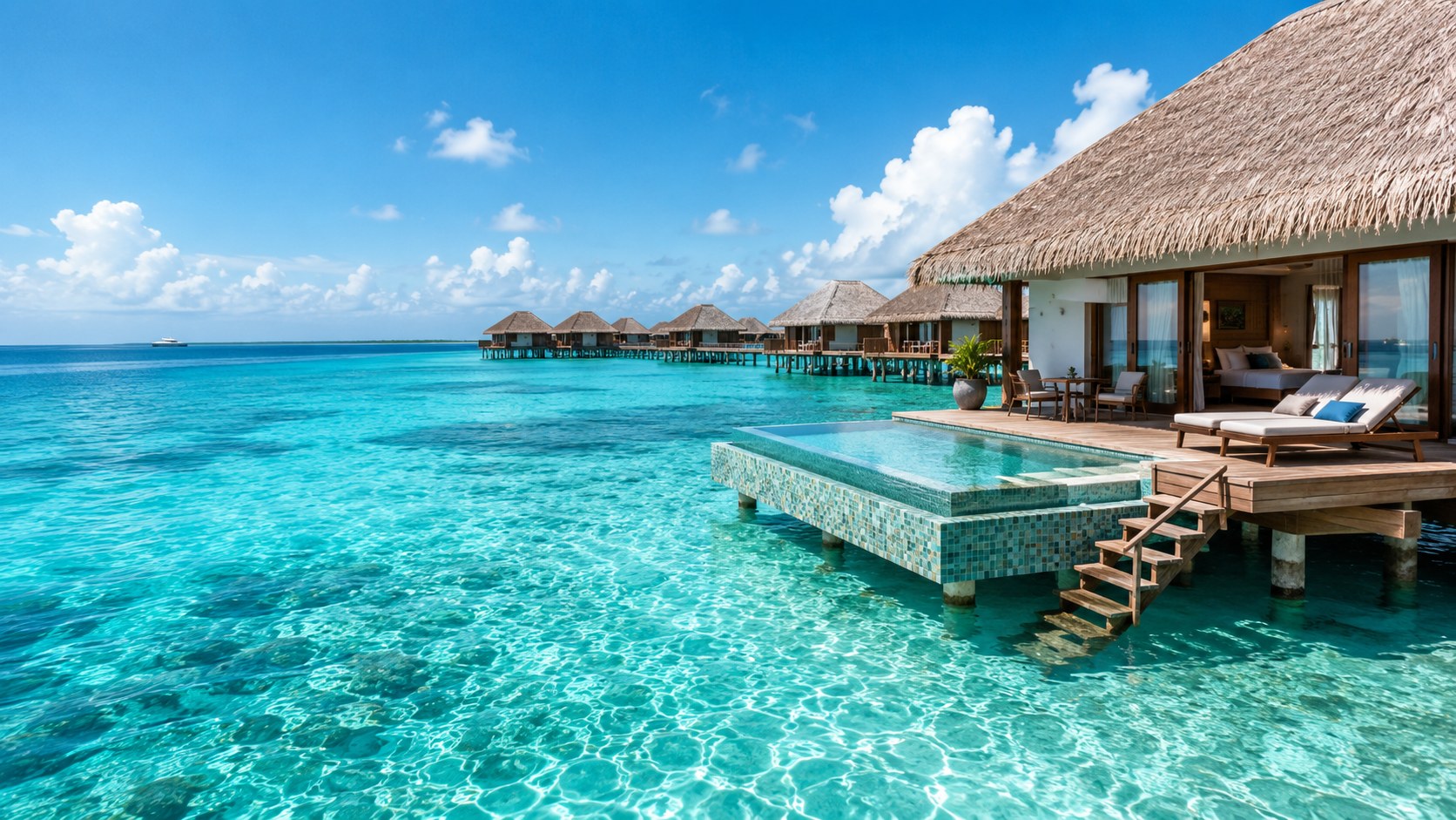 Overwater villas in the Maldives